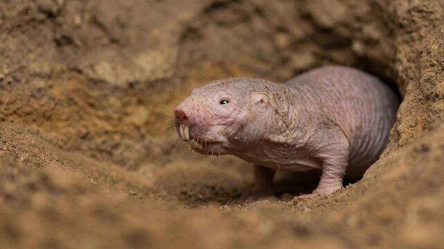 naked mole rat underground close up in ethiopia video