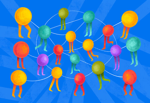Colors and shapes connect in a network