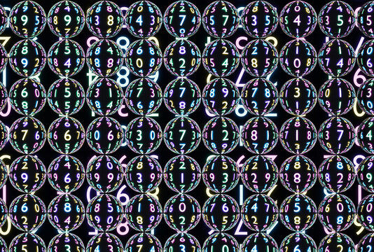 numbers glass sphere grid digital technology backgroud