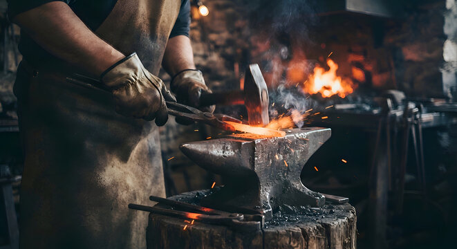 Blacksmith Making a Knife