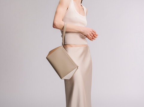 Beige Clutch Fashion With Satin Skirt