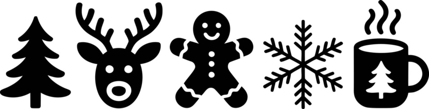 Set of five christmas icons