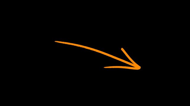Animated Orange Hand Drawn Marker Arrow Motion Graphics Overlay with Alpha Channel   