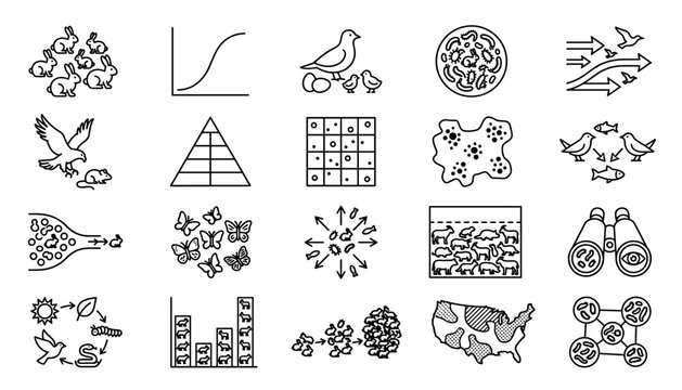 evolutionary genetics population genetics and speciation icon set vector .