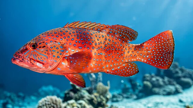 neptune grouper close up underwater at morning light in great barrier reef australia video