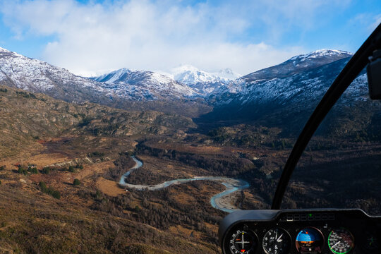 Helicopter View Over Mountain Valley