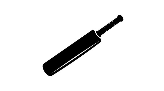 Black silhouette of a cricket bat on a white background.