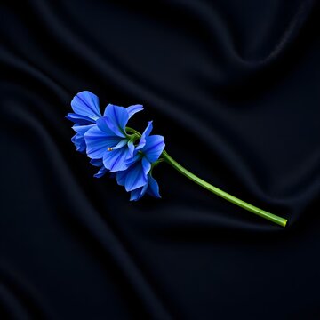 blue flower on black background