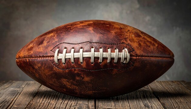 American football made from genuine brown leather with white stitched laces