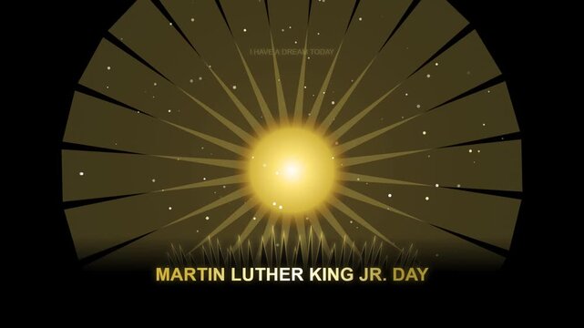 Martin Luther king jr. day celebration motion with golden sunburst background