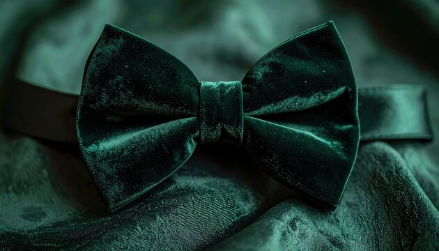 Elegant deep green velvet bow tie for festive events and formal fashion