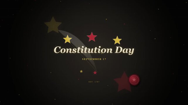 Constitution day celebration motion with stars and typography