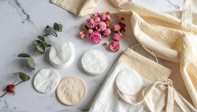 Reusable eco-friendly cosmetic cotton pads and fabric cleansing rounds
