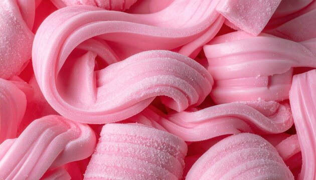 Pink stretched bubblegum shapes and chewing gum textures