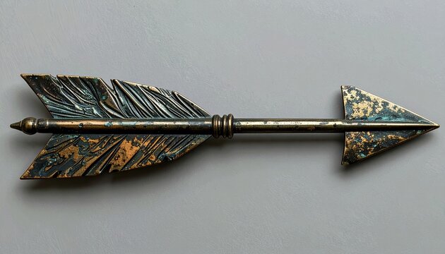 Antique bronze arrow with weathered historical weapon details