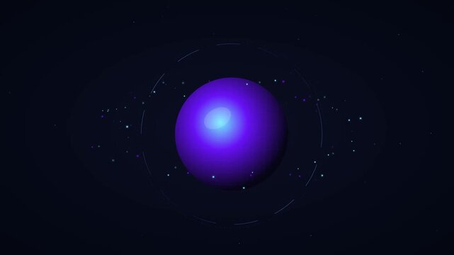 Glowing digital identity sphere protected by transparent cryptographic ring with cyan and violet light streams in dark space