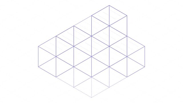 Rotating Isometric Wireframe Cube Grid Animation