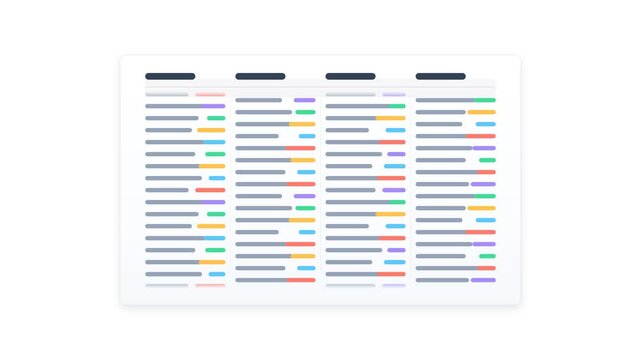 Animated Four Column Data Table with Colored Bars