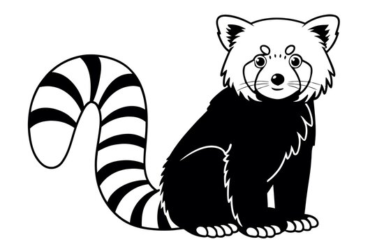 Cute cartoon red panda sitting peacefully