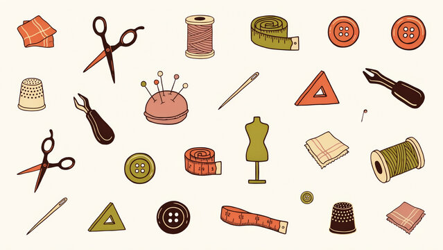 Seamless Food and Kitchen Tools Doodle Pattern with Hand Drawn Icons of Cooking Utensils, Breakfast, Cake, Coffee, Pizza, Burger, Bread and Drinks Vector Illustration