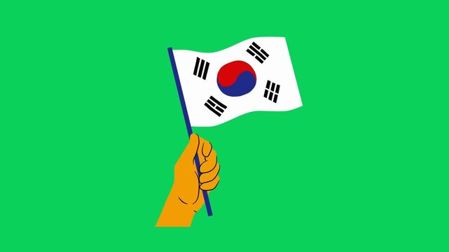 South Korean flag waves gently against a vibrant green backdrop