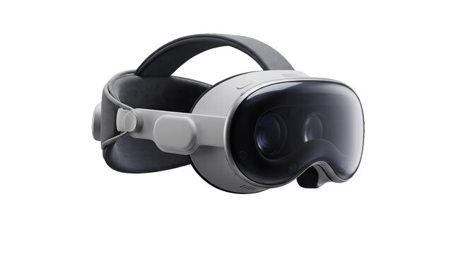 Sleek white virtual reality headset isolated on a bright white background