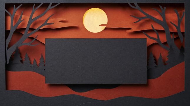 Halloween spooky forest paper cutout animation with copy space