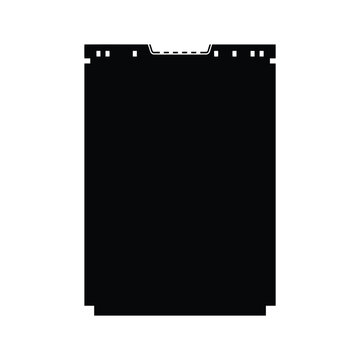 Document page template with perforation marks and black fill for official paper graphics.