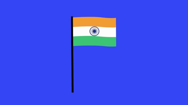 Indian flag waves gently against a transitioning blue and black background