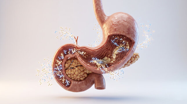 Cross section of stomach and pancreas anatomy illustration