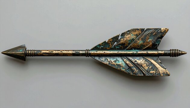 Antique bronze arrow with weathered historical weapon details