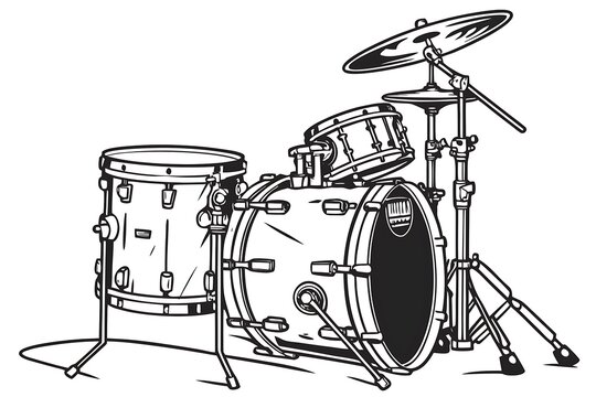 Modern five-piece drum set with cymbals and stand