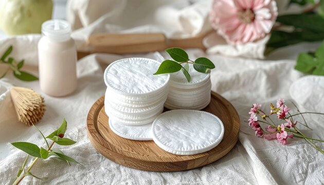 Reusable eco-friendly cosmetic cotton pads and fabric cleansing rounds