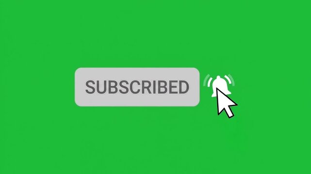 Subscribed Button and Notification Bell Graphic, Bussines Concept GreenScreen For Overlay Video Element