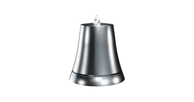 Bell silver shiny metal textured in a transparent background
