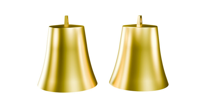 Brass golden bells pair in a transparent background
