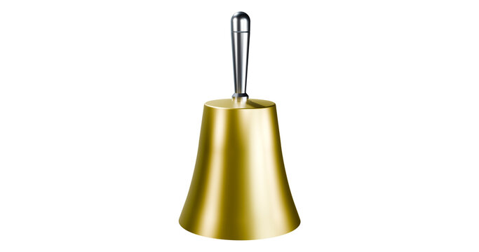 Golden bell with silver shiny holder textured in a transparent background