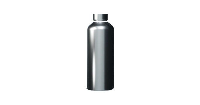 Metallic water sports bottle container gloss texture in a transparent background