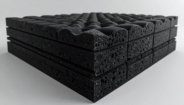 Black acoustic foam soundproofing panels for studio noise control