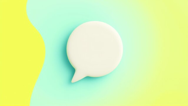 Minimalist speech bubble design. Soft pastel colors create gentle gradient background. Clean, modern aesthetic. Focus on communication concept.