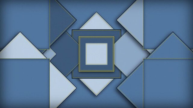 Abstract geometric pattern with layered blue squares and triangles creating depth and stylish design