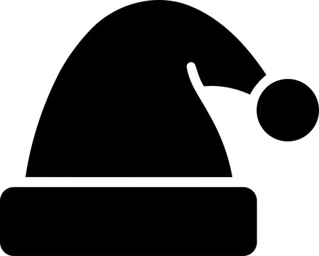 Black santa claus hat silhouette icon isolated on transparent background