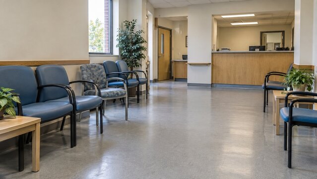 Accessible clinic waiting room with open circulation space