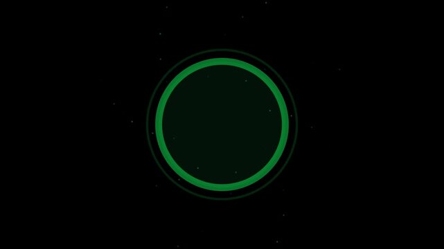 Minimalist digital padlock icon surrounded by a circular pattern of small glowing dots