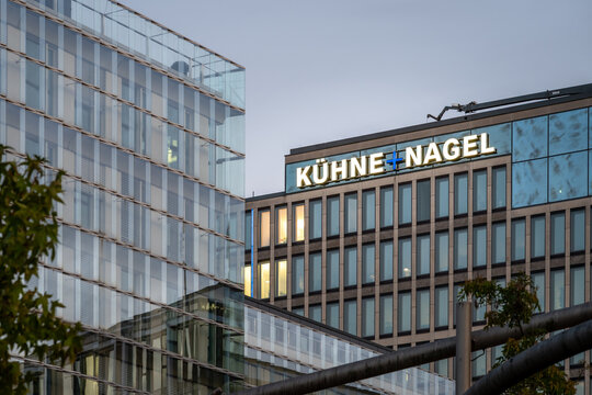 Building and lettering of K&uuml;hne + Nagel in the Hafencity in Hamburg