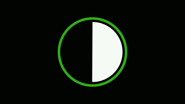 Animated countdown timer with green numbers inside circular frames on a clean black background video