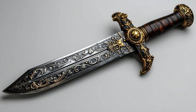 Ornate pirate cutlass sword with golden hilt