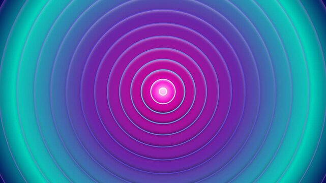 Abstract concentric circles pattern featuring vibrant blue, purple, and magenta gradients radiating from a central glowing point