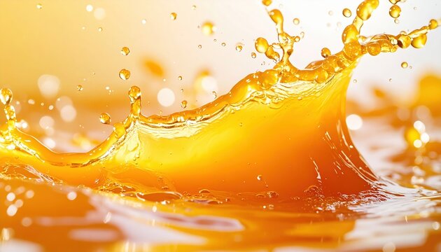 Bright orange juice splash wave with dynamic refreshing liquid motion