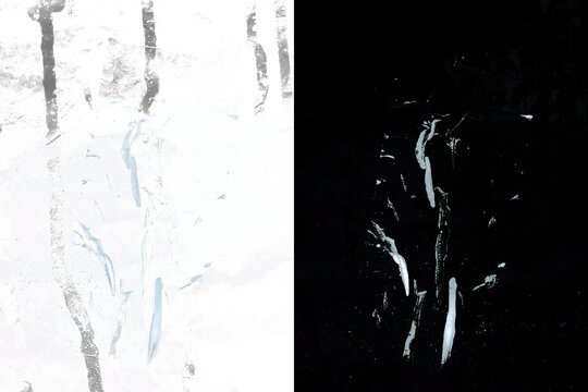 Abstract split screen texture design featuring scratched metal surfaces in high contrast black and white monochromatic colors